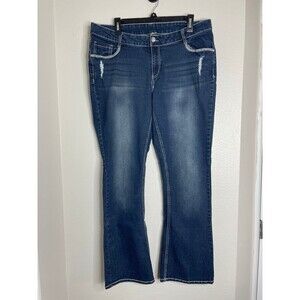 Y2K Faded Glory Embellished Bootcut Jeans Size 16A Plus Dark Wash